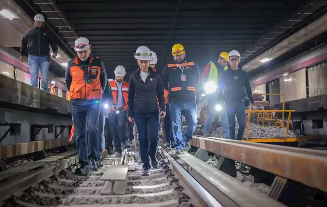 Sheinbaum supervisa avance de Línea 1 del Metro de CdMx