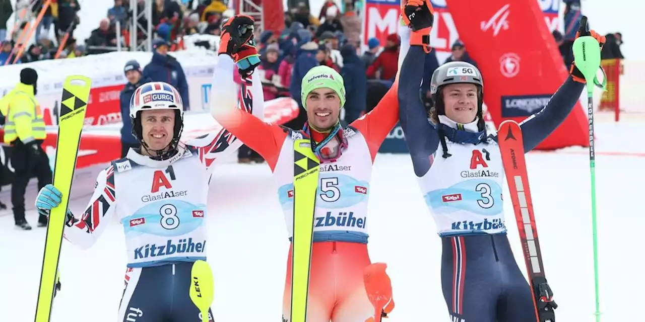 Slalom Kitzbühel: Daniel Yule gewinnt vor Ryding und Braathen