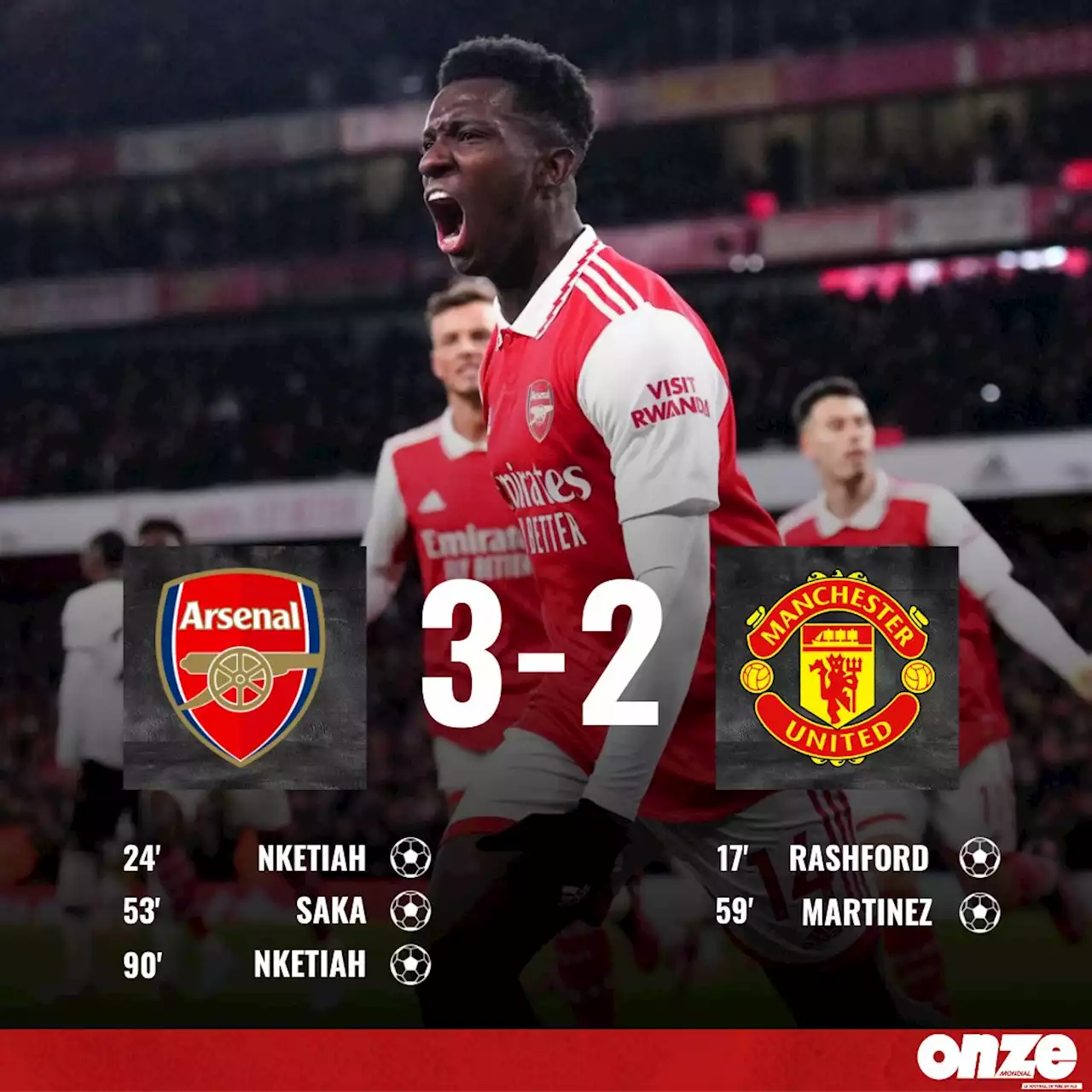 🚨 Arsenal – Manchester United : Nketiah offre la victoire aux Gunners dans les ultimes secondes !