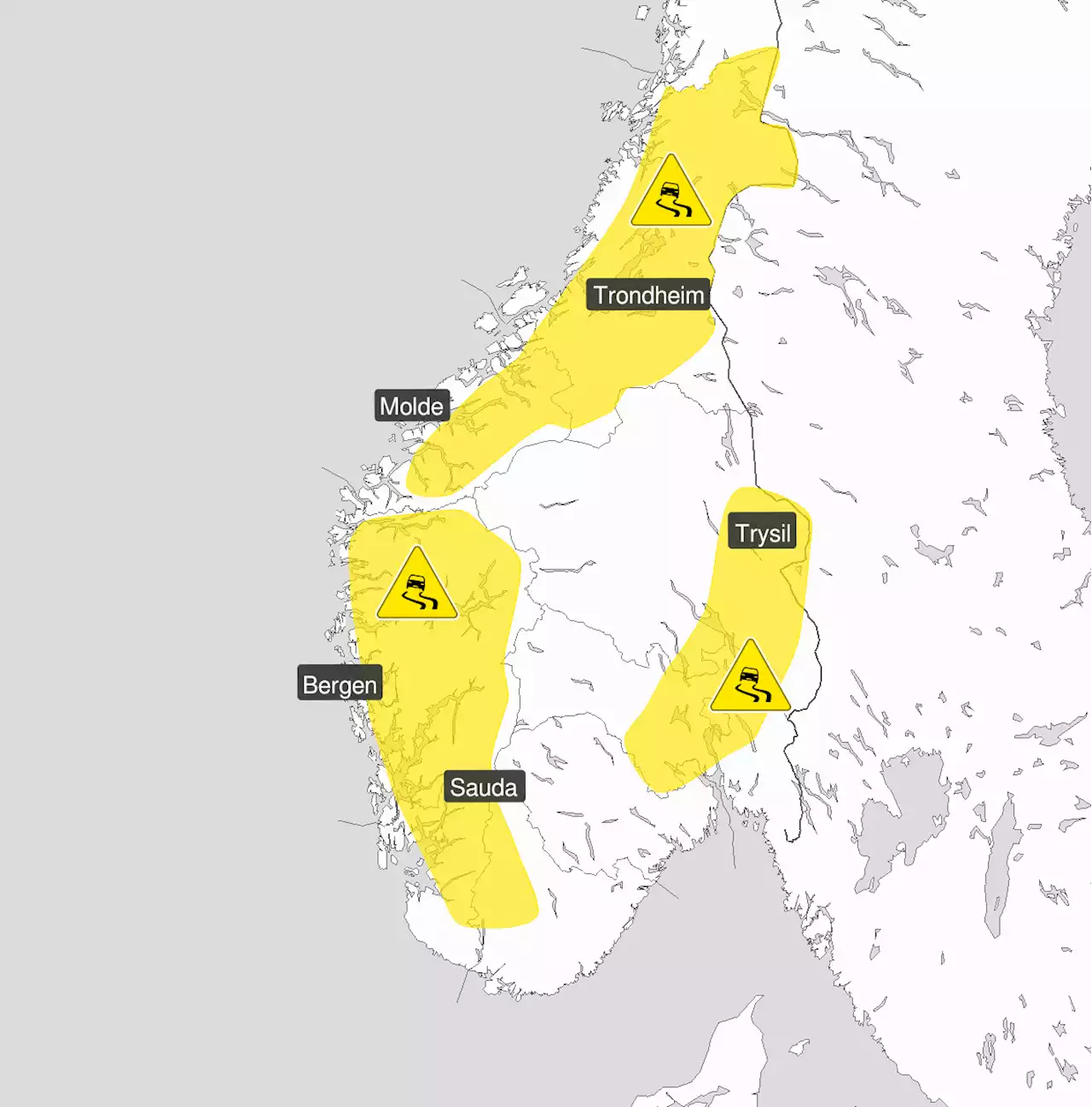 Farevarsel flere steder mandag: Glatte veier, vind og snøskred