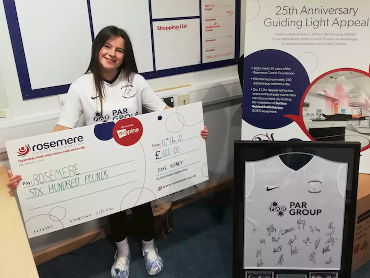 Preston North End fan Faye achieves fundraising goal for cancer charity