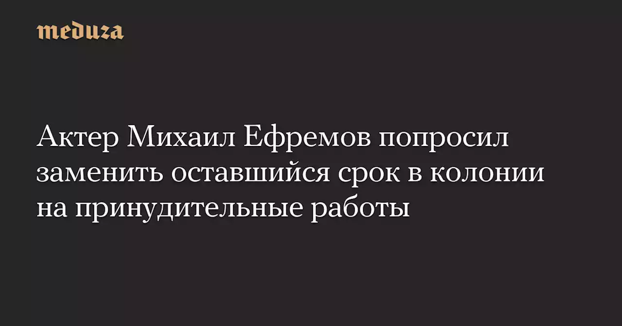 Актер Михаил Ефремов попросил заменить оставшийся срок в колонии на принудительные работы — Meduza