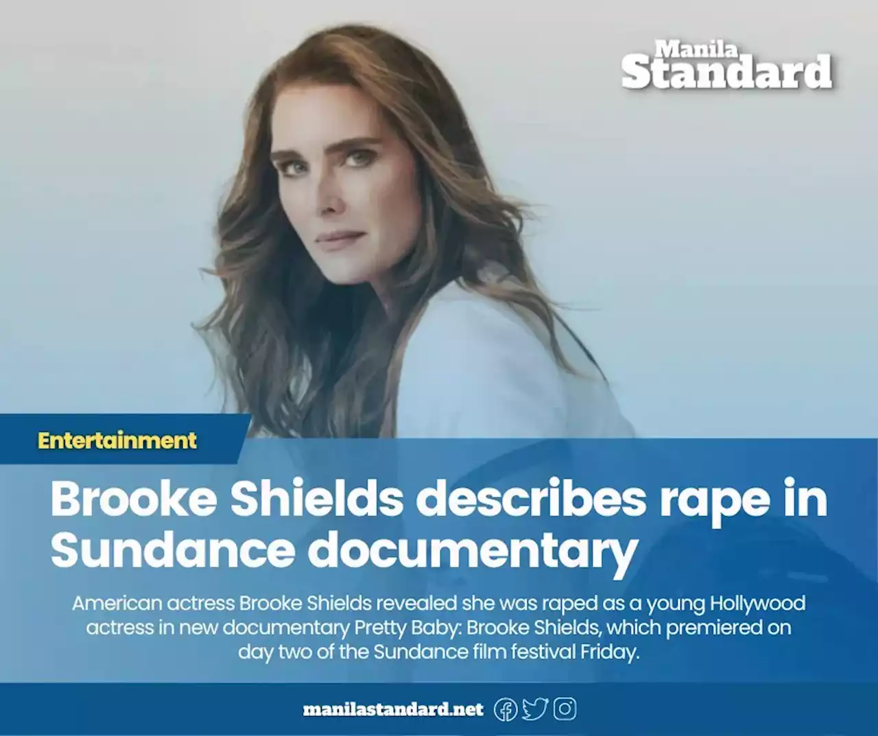 Brooke Shields describes rape in Sundance documentary