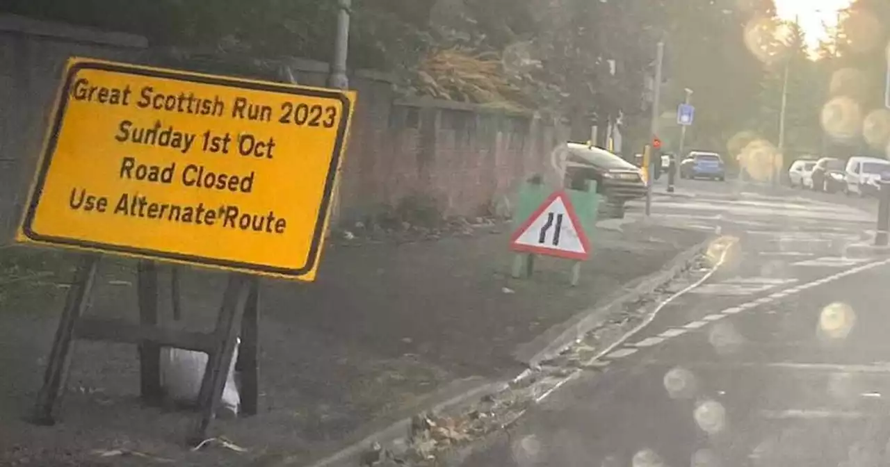 All the Glasgow roads closed today for the Great Scottish Run finale