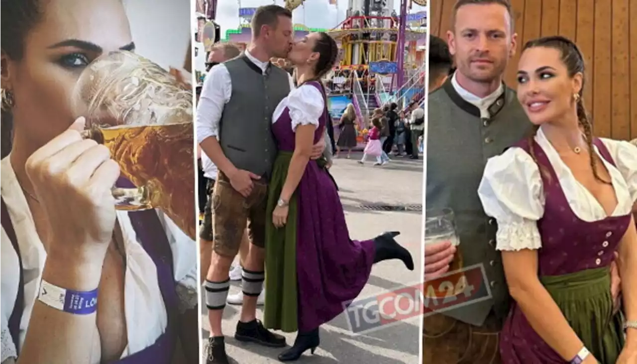 Ilary Blasi all'Oktoberfest brinda con Bastian Muller