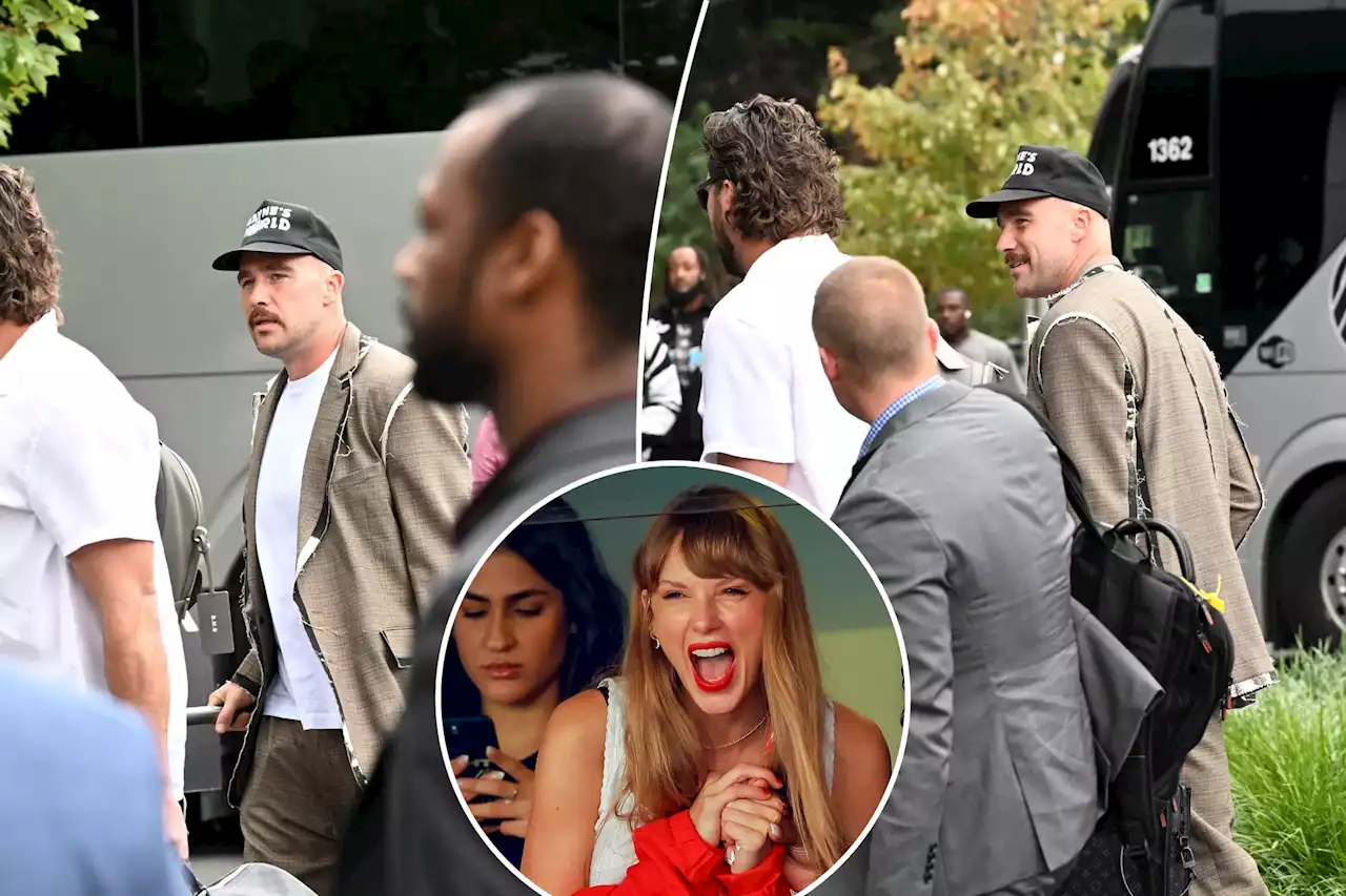 Travis Kelce arrives at hotel ahead of Chiefs-Jets matchup, Taylor Swift’s expected attendance