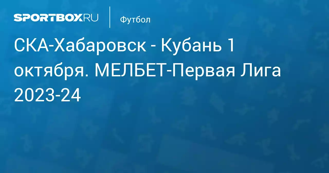 - Кубань (2:0) 1 октября. МЕЛБЕТ-Первая Лига 2023-24. Протокол матча