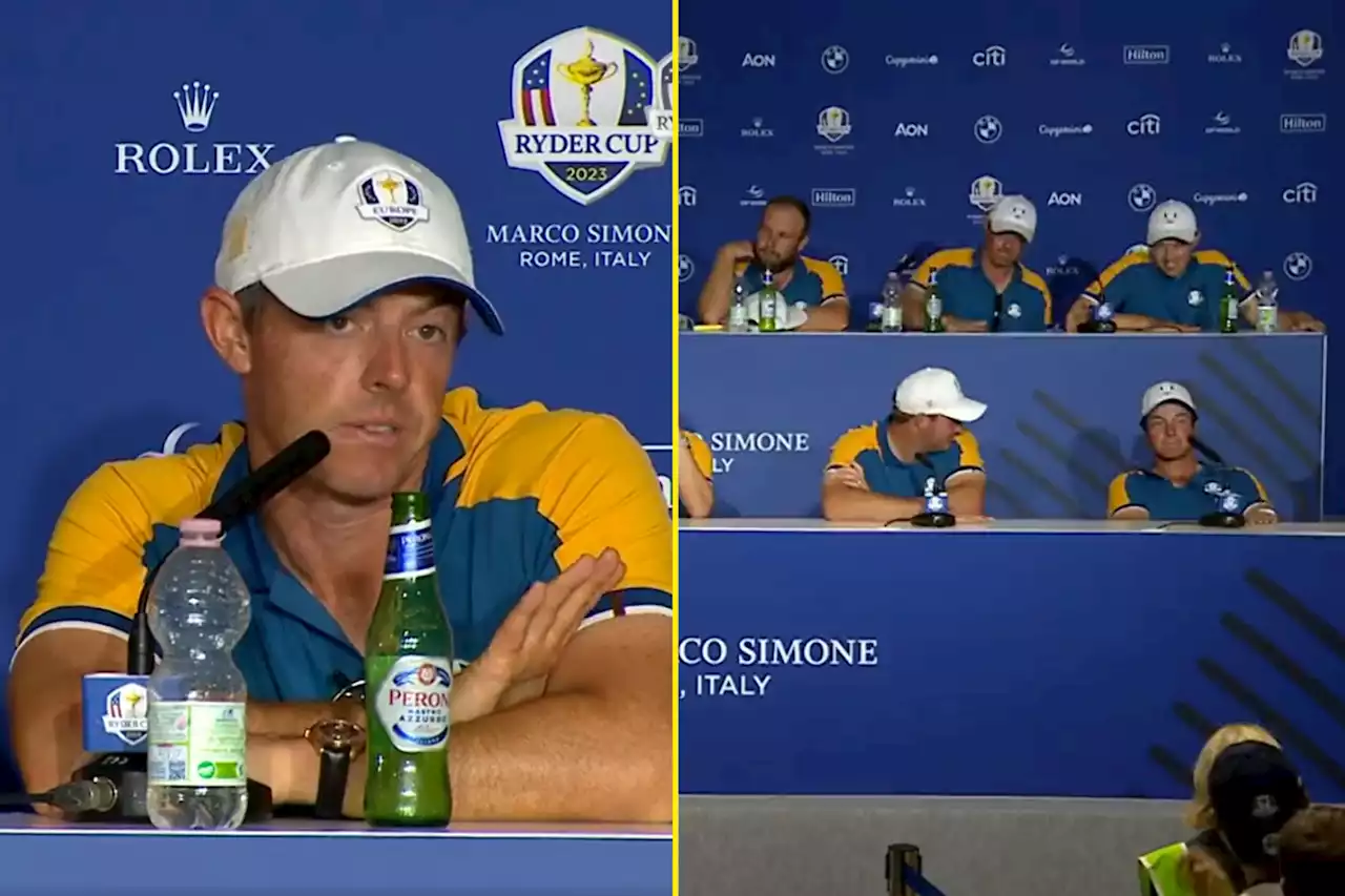 Rory McIlroy bangs table and gets applause from press for bold 2025 Ryder Cup prediction