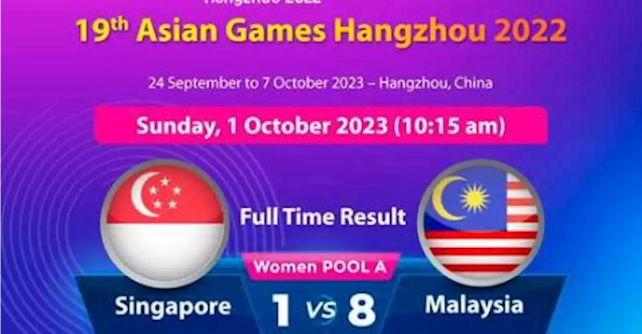 Sukan Asia: Skuad hoki wanita belasah Singapura 8-1