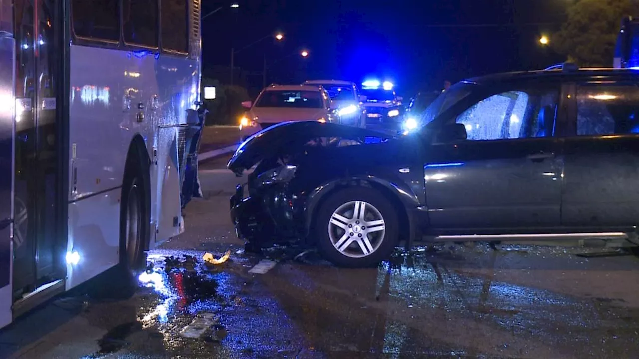 Driver taken to hospital after bus and car collide in northern Sydney suburb of Marsfield