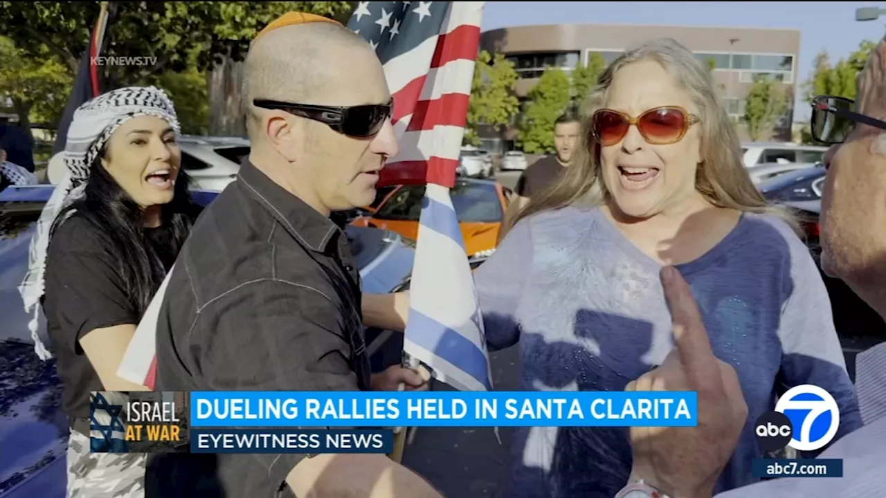 Pro-Israel, pro-Palestinian demonstrators clash during rallies in Santa Clarita