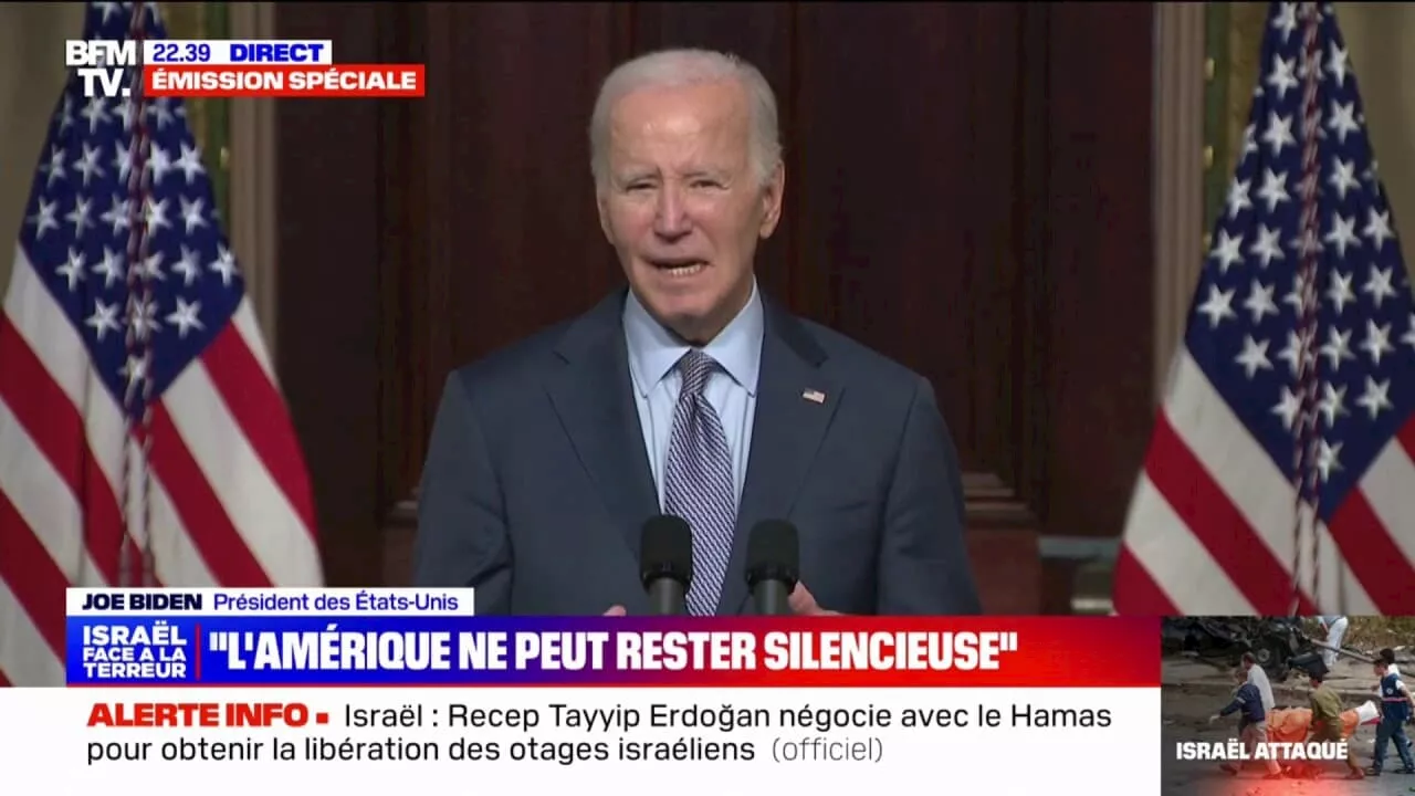 Joe Biden annonce envoyer une aide militaire supplémentaire en Israël avec 'des munitions, une flotte en Méditerranée et des avions de combat'.