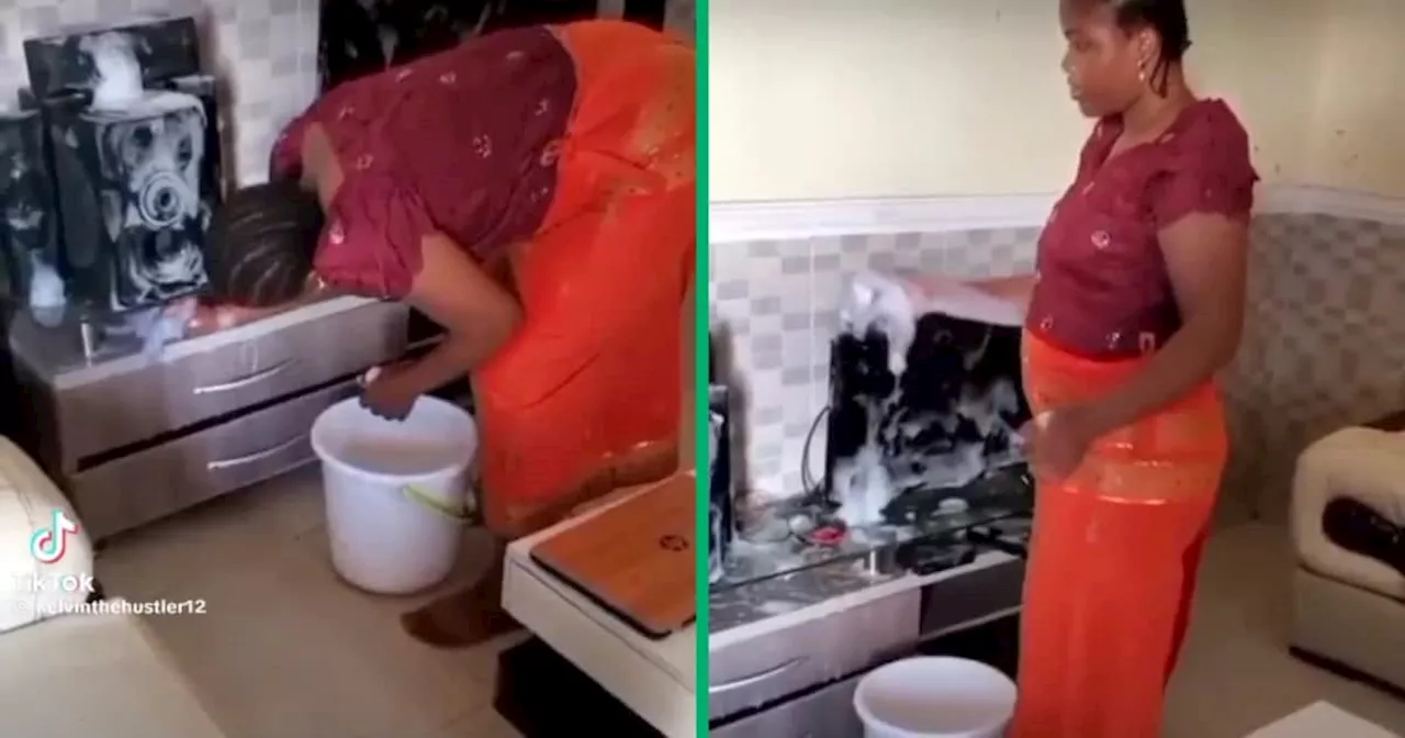 Domestic Worker Cleaning TV and Speakers With Water Leaves Employer Fuming, Video Gets 3m Views