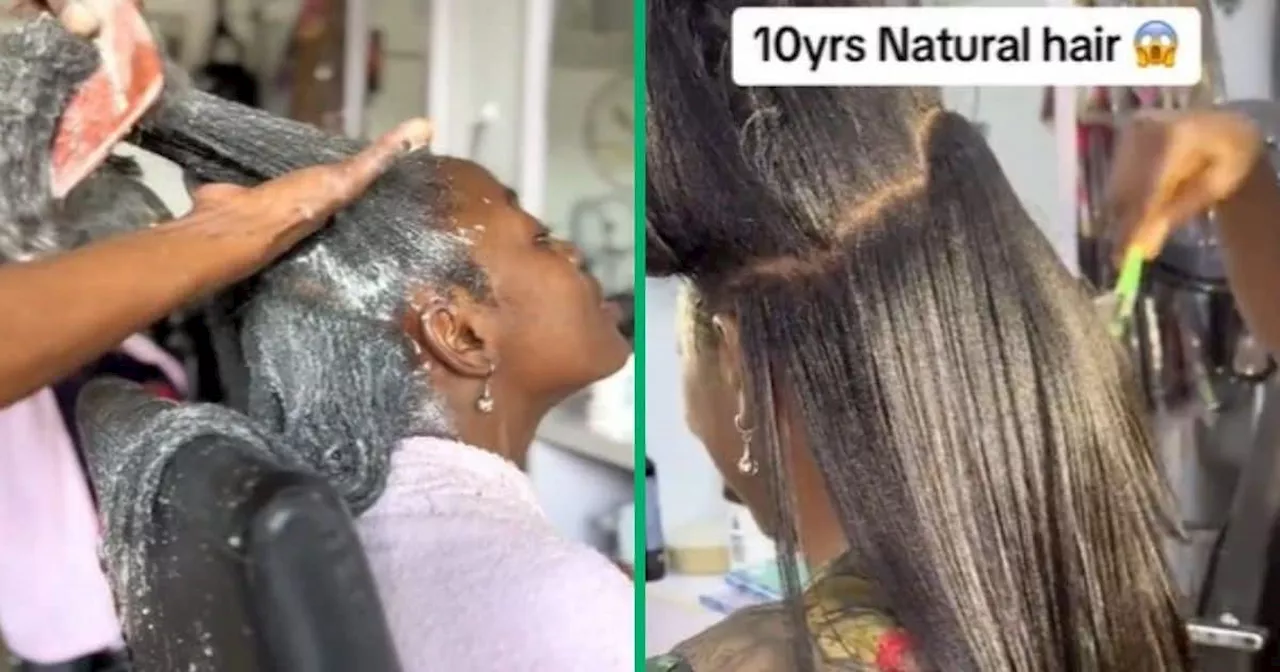 Woman Relaxes Long Hair After 10 Years With 4c Coils, TikTok Video of Salon Visit Fascinates Mzansi