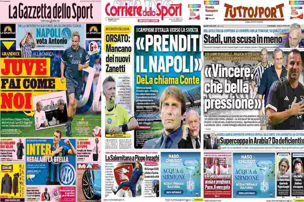 Rassegna stampa, le prime pagine dei quotidiani sportivi dell’11 ottobre