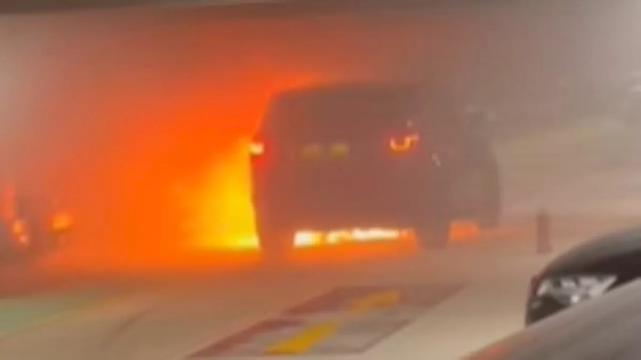 Chaos at London Luton airport after inferno: Massive car park fire causes £20m structure to collapse...