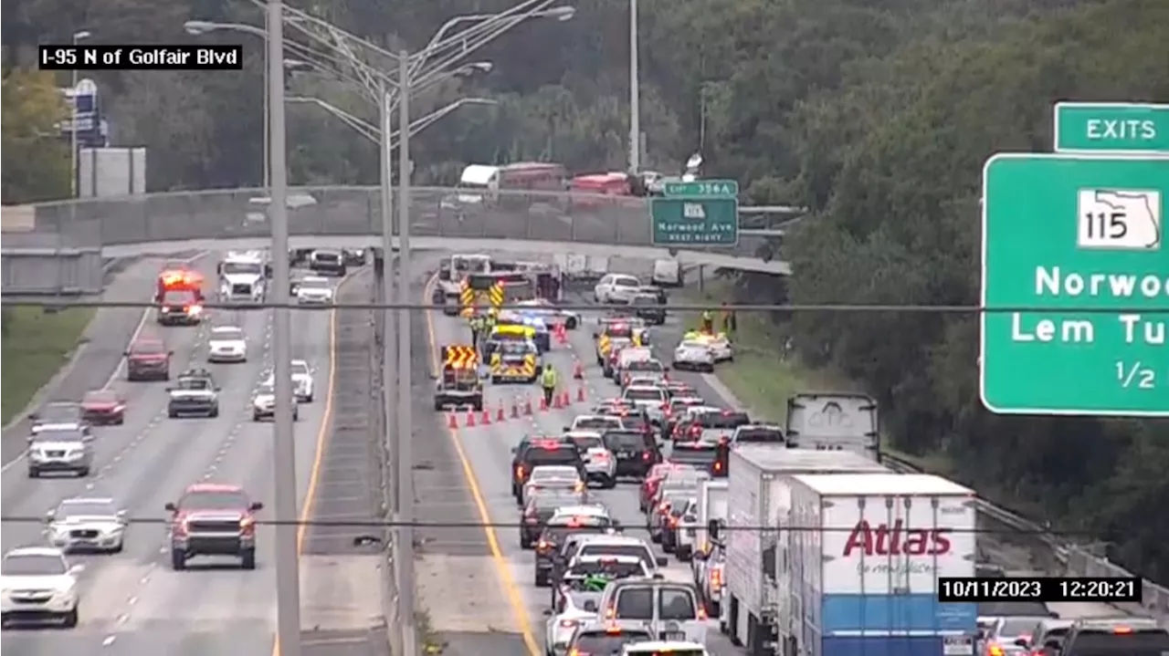 Traffic Alert: Two I-95 northbound lanes closed between Golfair Boulevard and Lem Turner Road