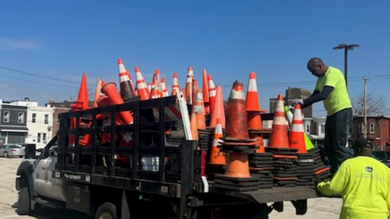 Philadelphia police roundup over 1000 traffic cones used to save parking spots, challenges another district