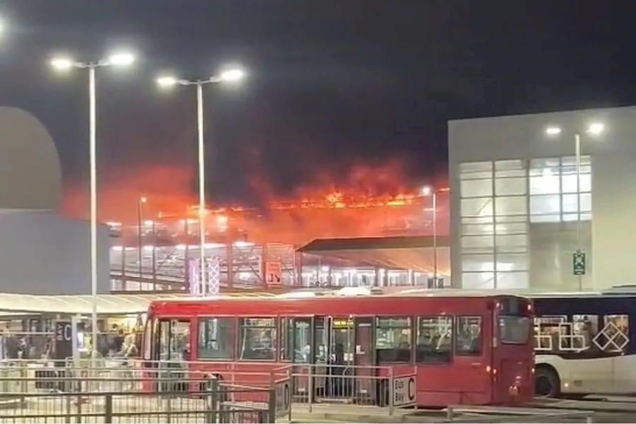 Luton Airport closed as fire rips through car park