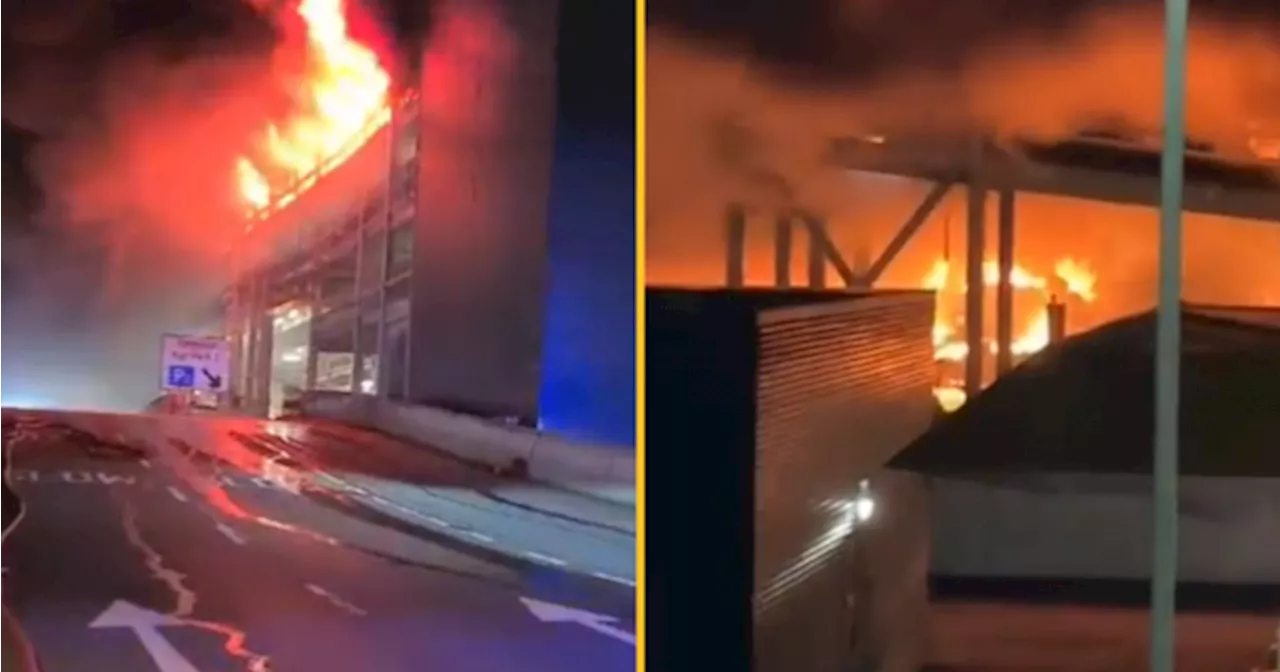 Irish flights cancelled as huge fire breaks out in Luton airport