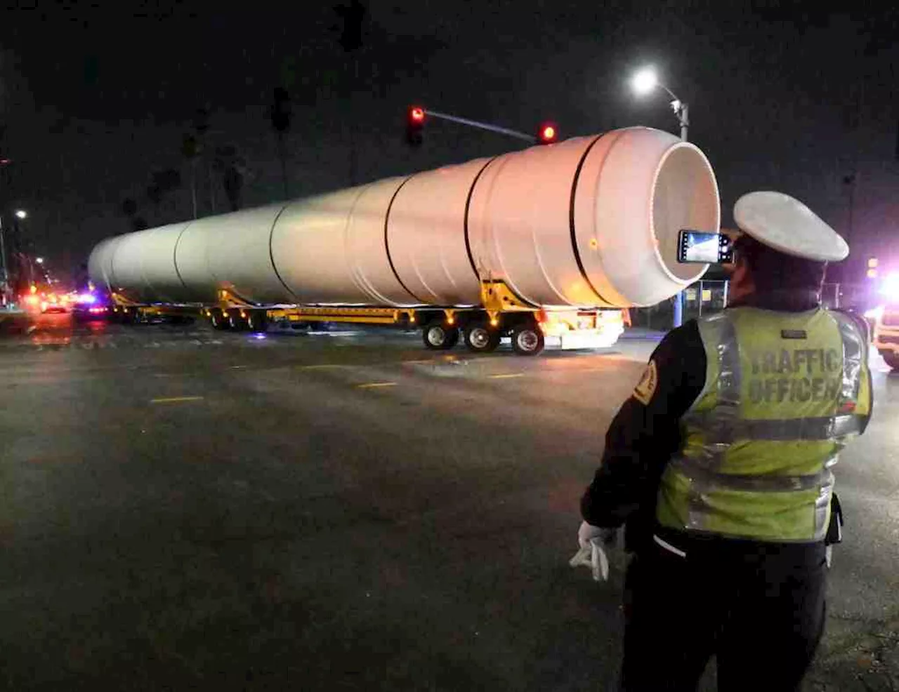 Giant engines arrive in LA for long-awaited vertical reunion with Shuttle Endeavour