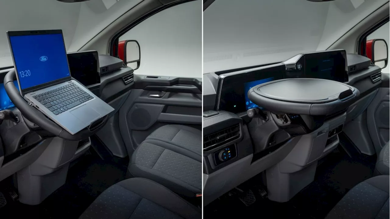 2024 Ford Transit Custom steering wheel converts to desk, table