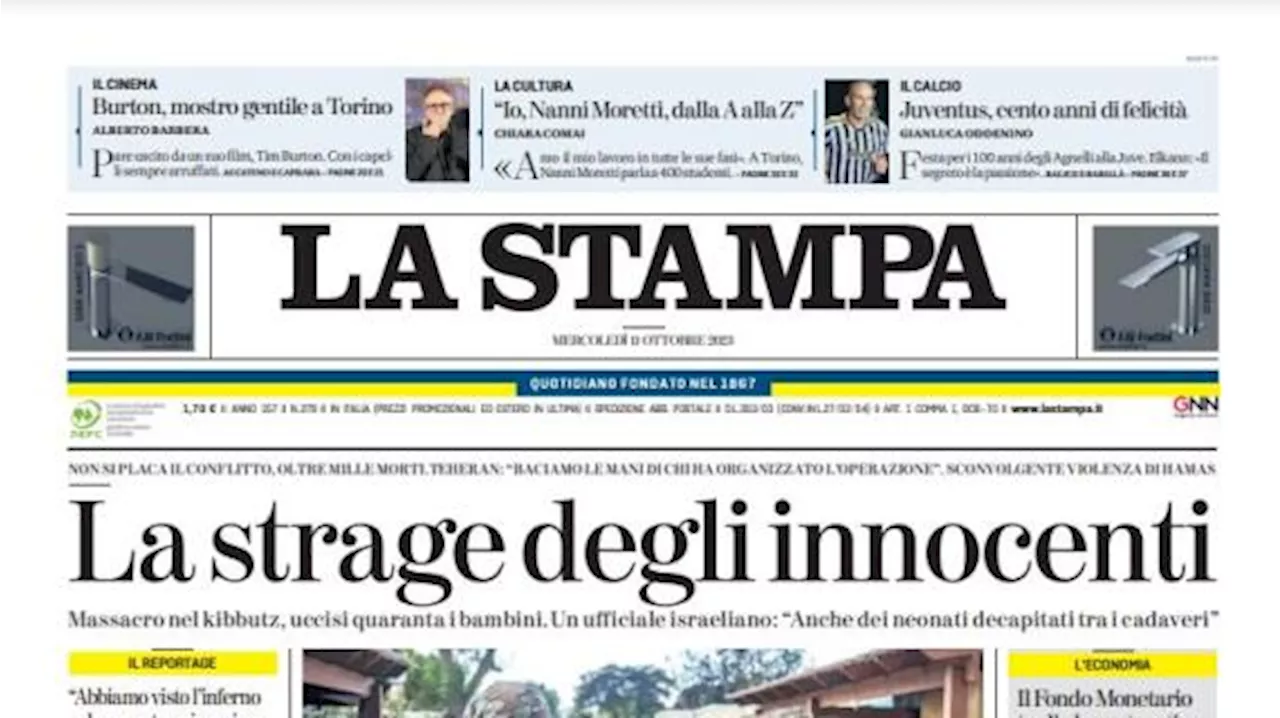 La prima pagina de La Stampa titola oggi: 'Juventus, cento anni di felicità'