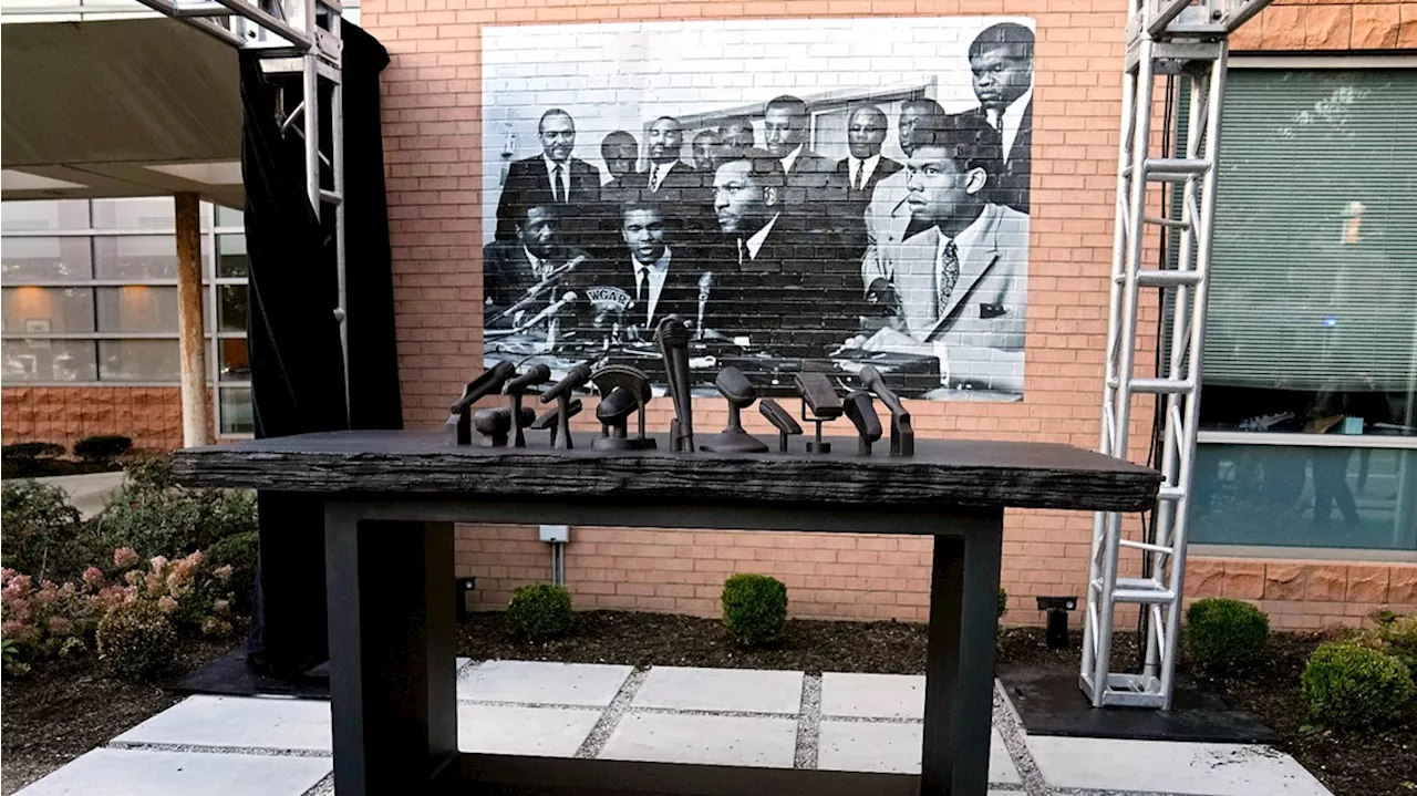 Sculpture commemorating historic 1967 Cleveland summit with Ali, Jim Brown, other athletes unveiled