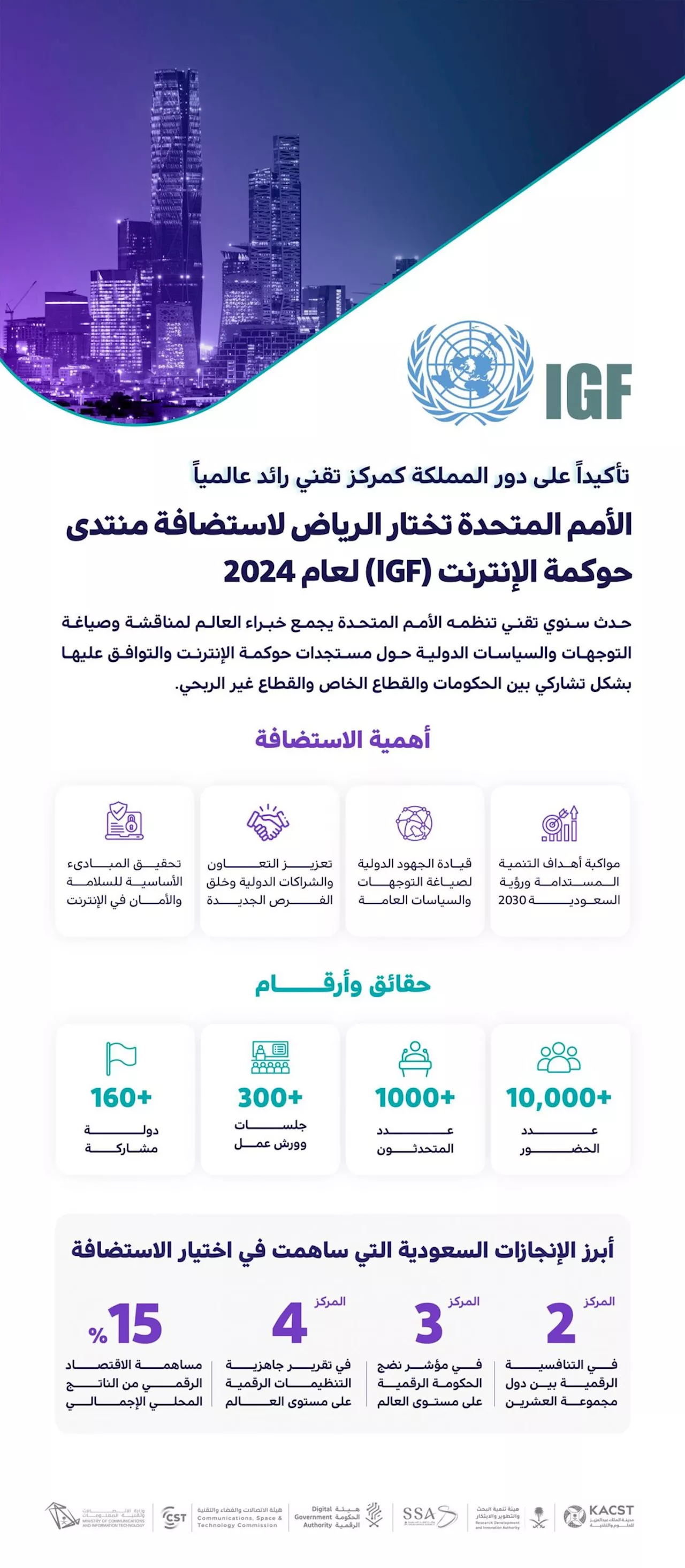 الأمم المتحدة تختار الرياض لاستضافة منتدى حوكمة الإنترنت (IGF) لعام 2024