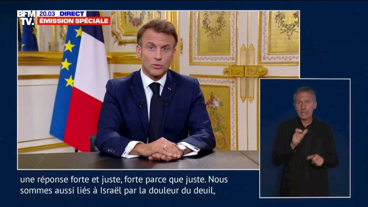 Israël: Emmanuel Macron annonce que '13 de nos compatriotes sont morts' et 17 'enfants et adultes' sont disparus