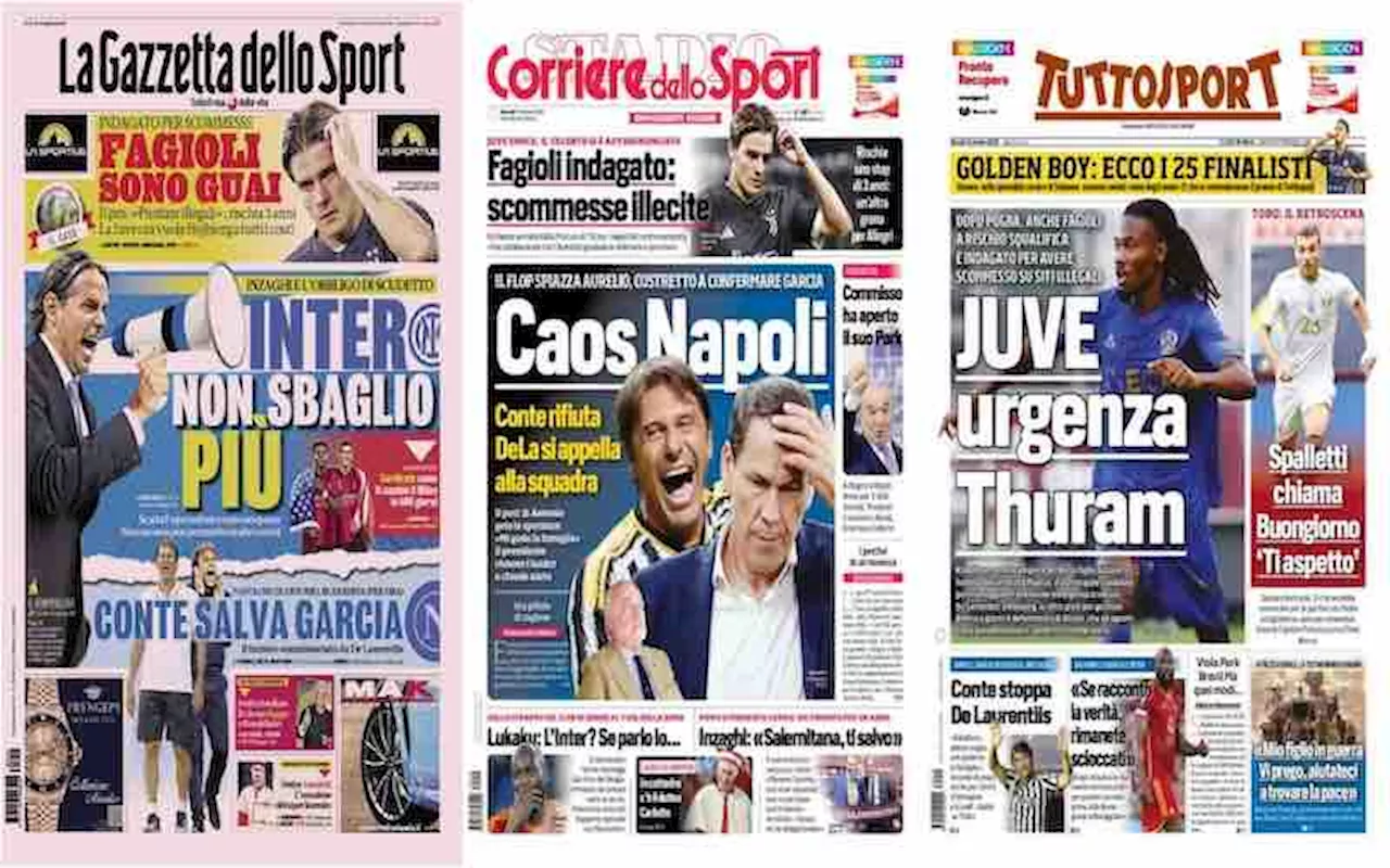 Rassegna stampa, le prime pagine dei quotidiani sportivi del 12 ottobre