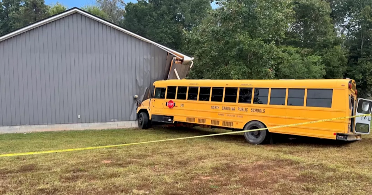 7 elementary school students injured after North Carolina school bus veers off highway, hits building