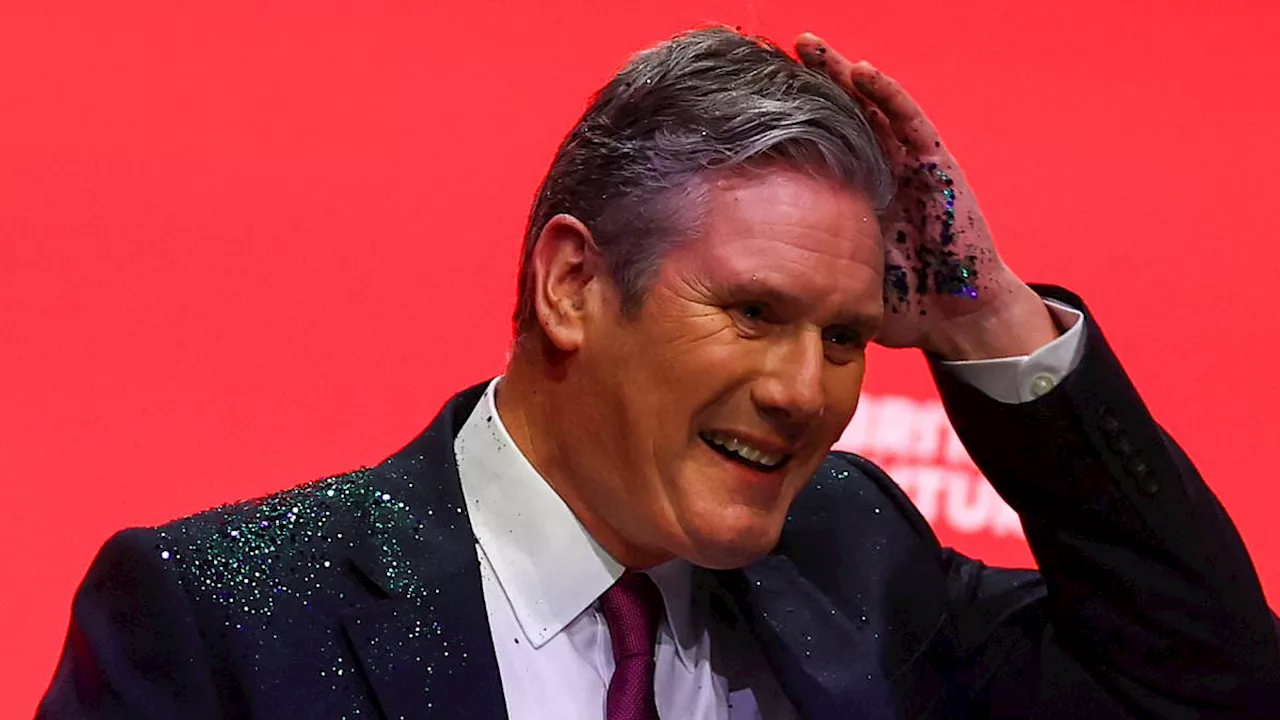 Man, 28, arrested after Sir Keir Starmer was covered in glitter at Labour Party conference protest...