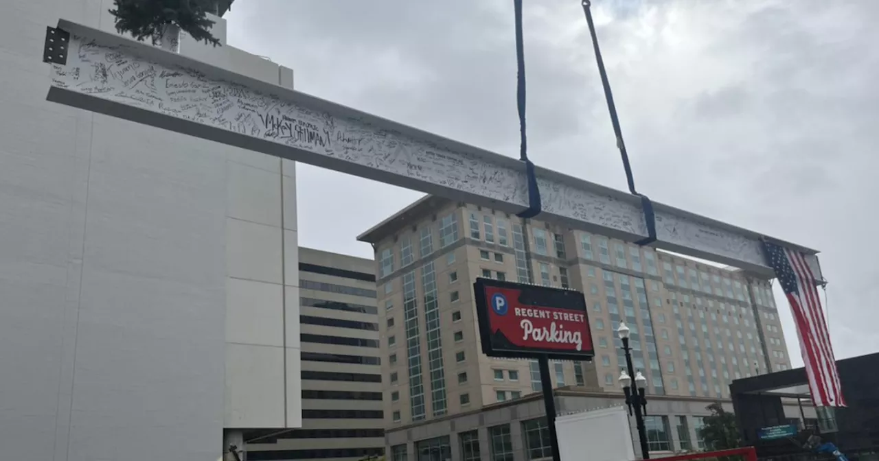 Final beam placed atop the tallest building in Utah