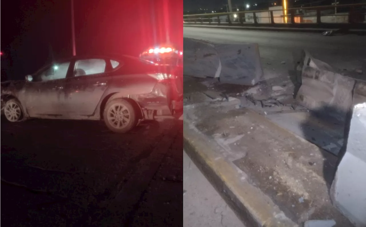 Conductor ebrio choca con puente Villa Florida en Periférico de Torreón