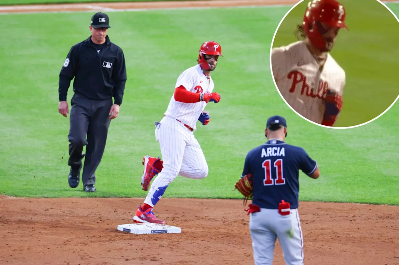 Bryce Harper homers twice, stares down Braves' Orlando Arcia after infielder mocked him