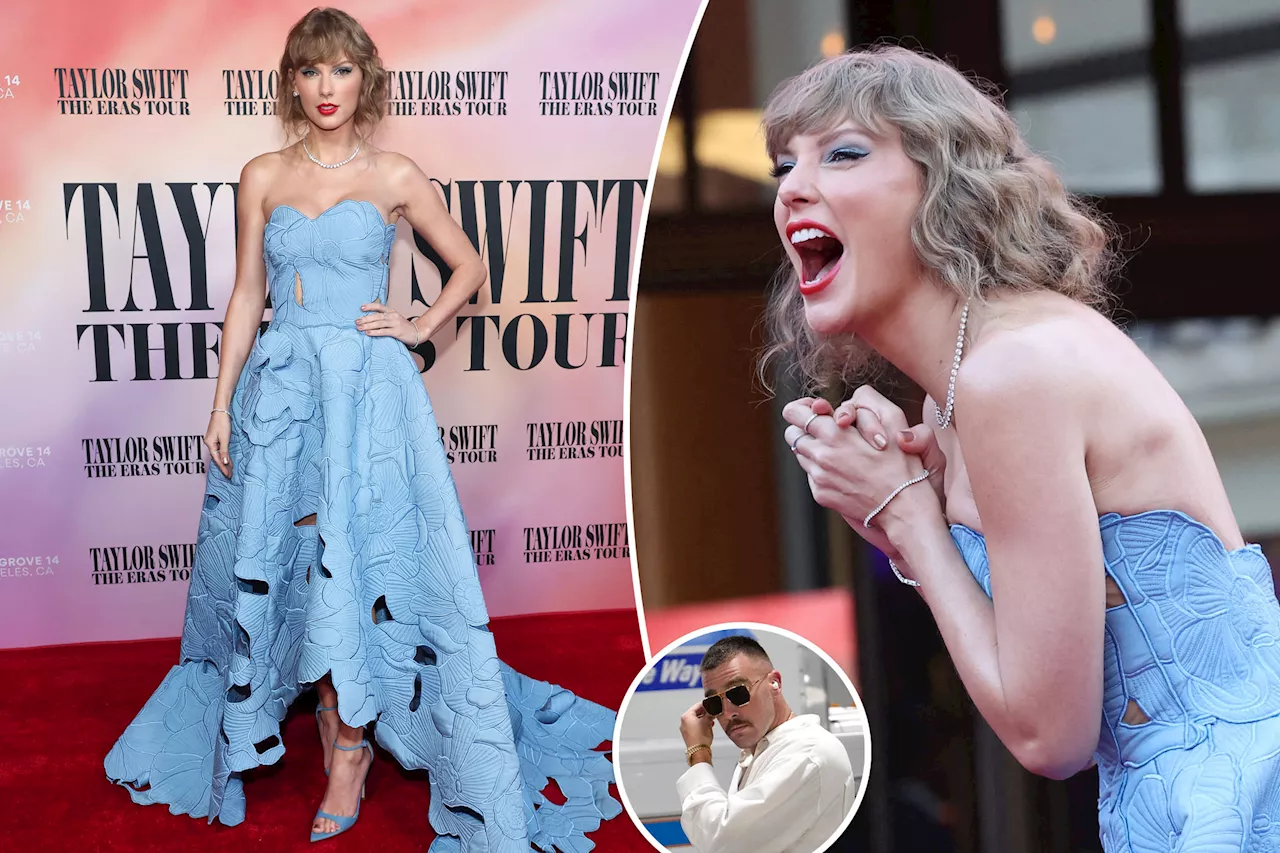 Taylor Swift makes surprise appearance at 'Eras Tour' movie premiere without Travis Kelce