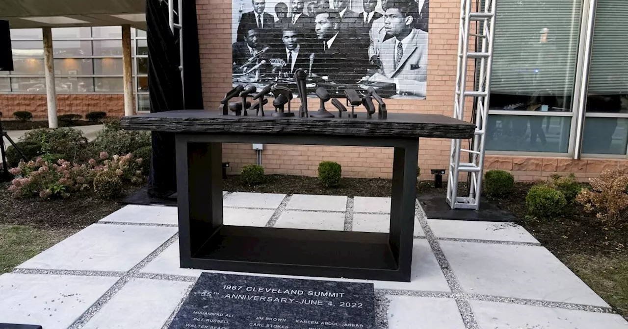 Sculpture commemorating historic 1967 Cleveland summit with Ali, Jim Brown, other athletes unveiled