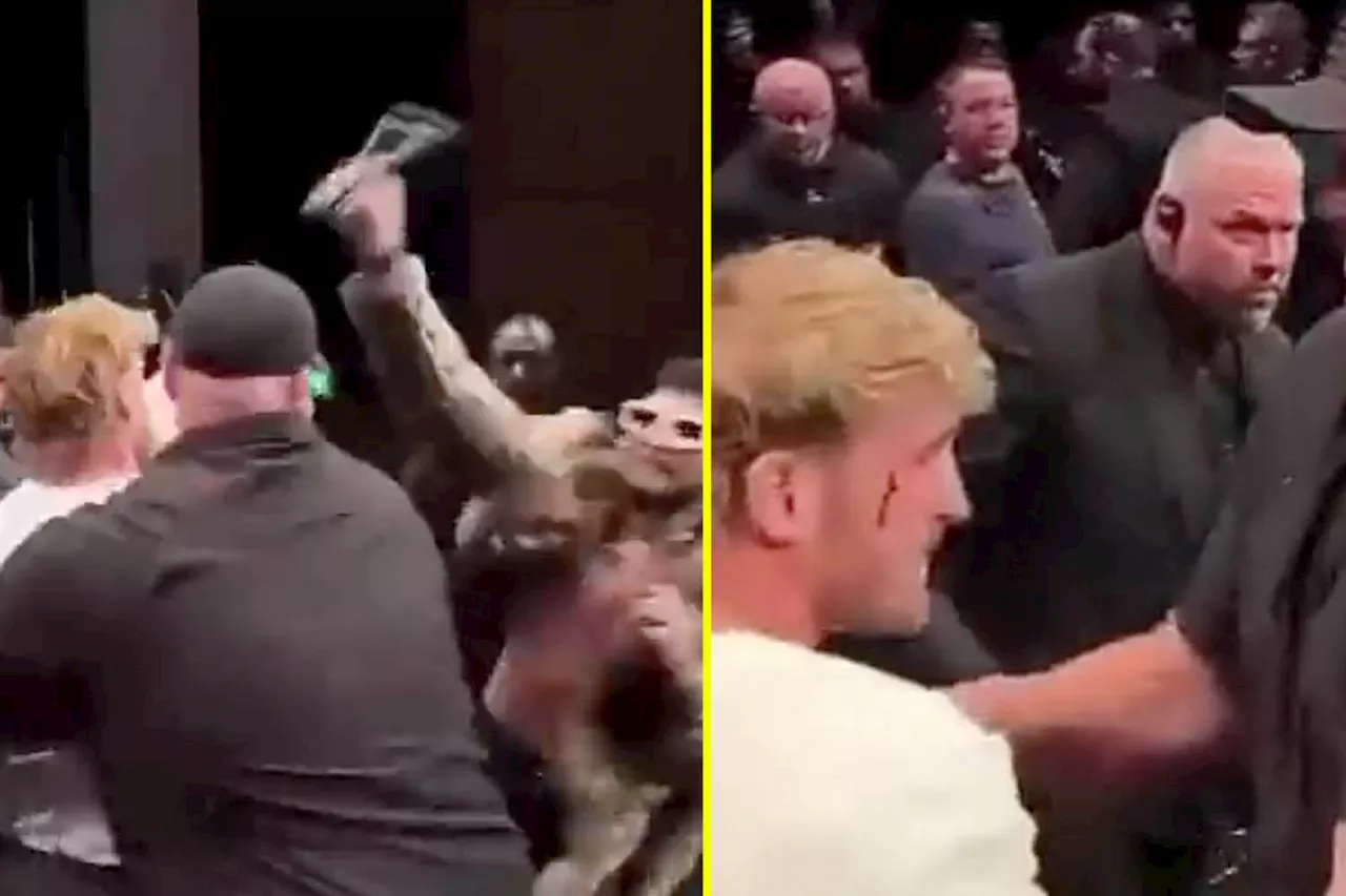 Footage captures exact moment Logan Paul was cut on face and made to bleed after being hit with microphone...