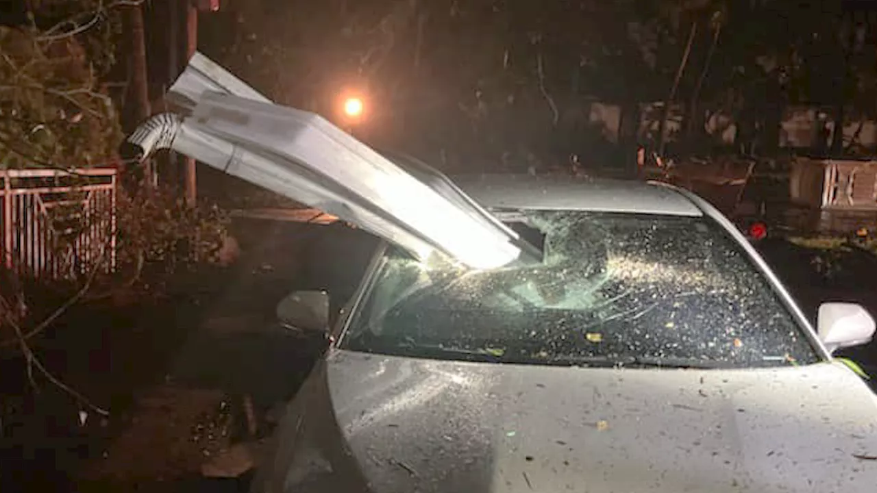 Reported Tornado Sends Gutter Through Windshield In Florida