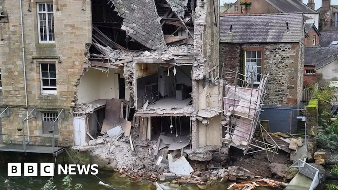 Covered route built past collapsed Cockermouth Old Courthouse