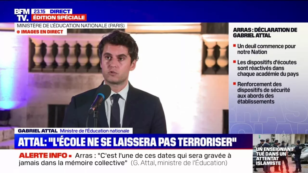 Gabriel Attal (ministre de l'Éducation nationale): 'L'école ne se laissera pas terroriser'