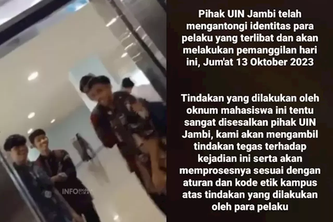 Viral Mahasiswi UIN Jambi Dibully Saat Naik Lift, Pihak Kampus Gercep Tindak Tegas