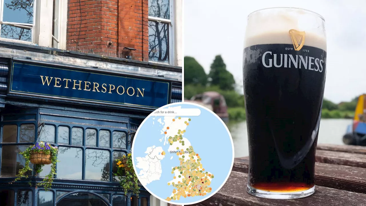 UK's cheapest Wetherspoons revealed in all-new interactive pub map