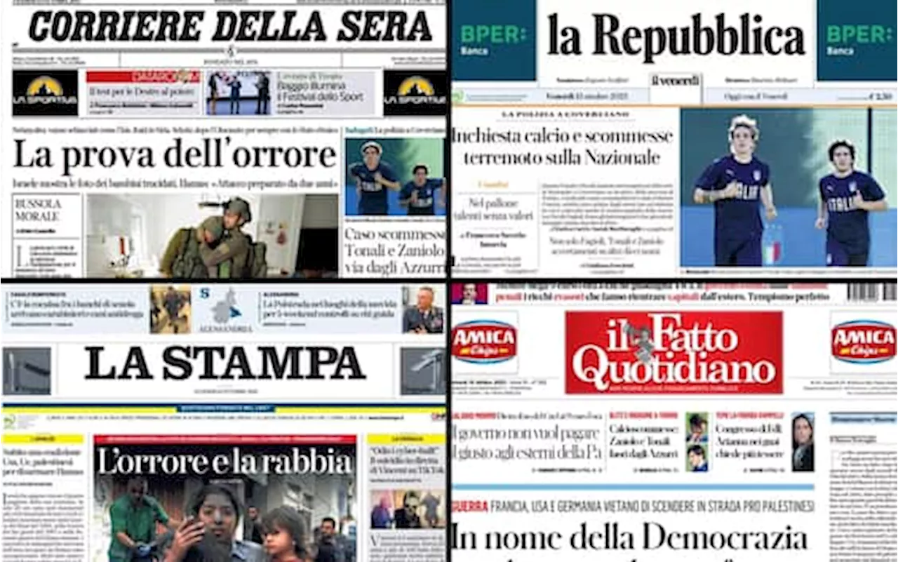 Le prime pagine dei quotidiani di oggi 13 ottobre: la rassegna stampa di Sky TG24