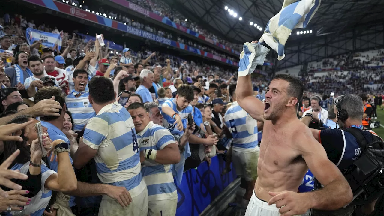 Argentina reaches Rugby World Cup semifinals after coming back twice to beat Wales