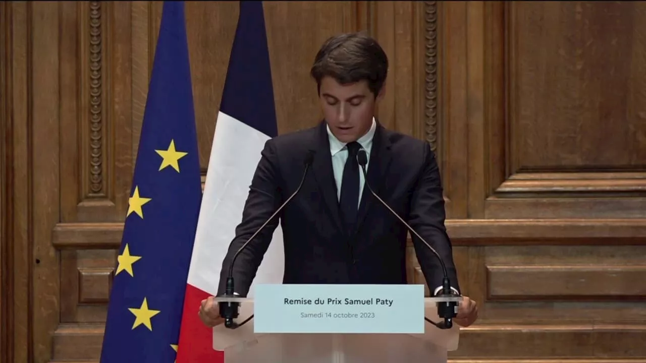 Remise du prix Samuel Paty: 'Ce 16 octobre 2020, c'est la barbarie du terrorisme islamiste et la lâcheté sans nom d'esprits malades qui ont assassiné Samuel Paty', affirme Gabriel Attal