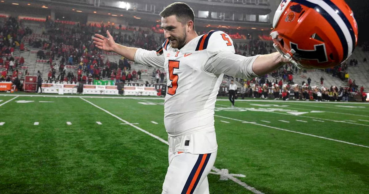 Illinois upsets Maryland 27-24 on a last-second field goal for its 1st Big Ten win of the season