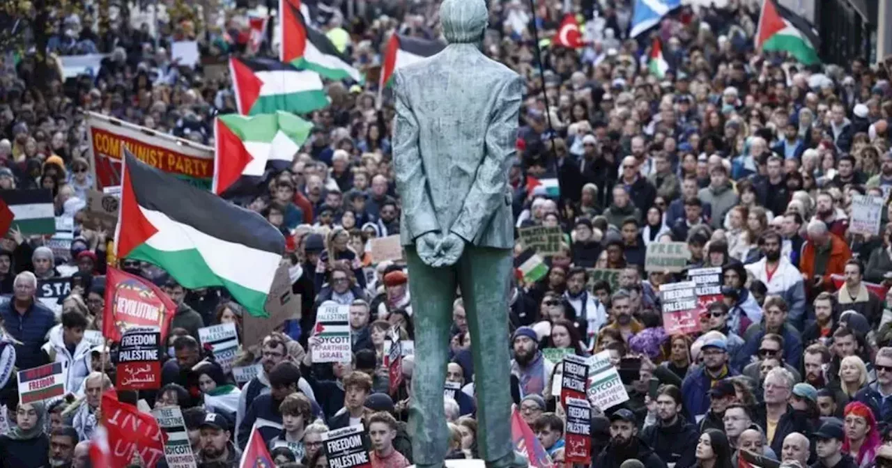 Large crowd gathers in Glasgow for demonstration in solidarity with Palestine