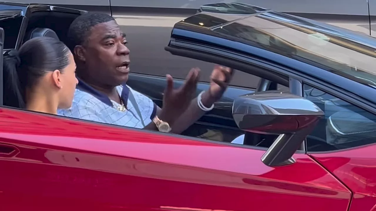 Tracy Morgan's red Lamborghini gets SIDESWIPED and towed in NYC... nine years after he was...